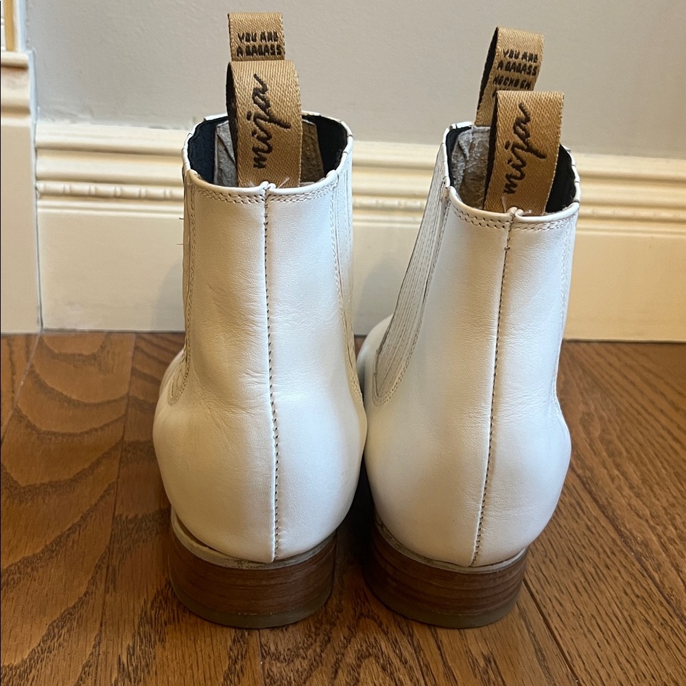 MIJA WHITE LEATHER CHELSEA BOOTS SIZE 9 - Picture 4 of 12